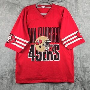 Vintage Garan San Francisco 49ers V Neck T Shirt Mens XL Red Single Stitch